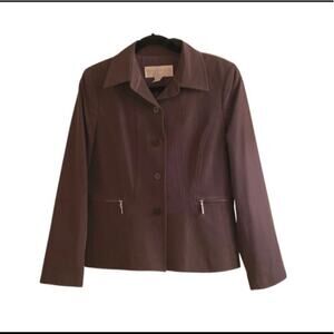 Doncaster Women’s Four Button Nylon Spandex Seamed Travel Blazer Size 14 Brown